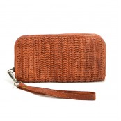 APULIA VINTAGE ★ Duży portfel skórzany i torebka na telefon 2 w 1, unisex z włoskiej skóry plecionej